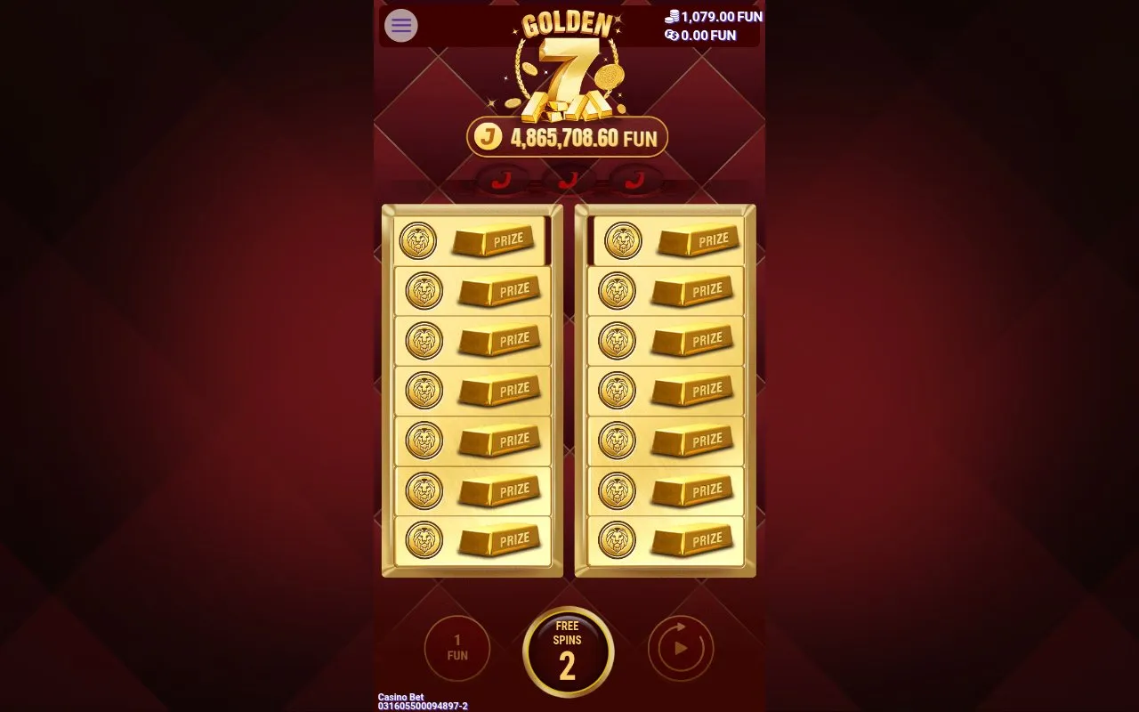 Golden 7 reel state at the final scout-session frame, spins 363 through 412, showing the balance and bet panel after the run wound down post-spike