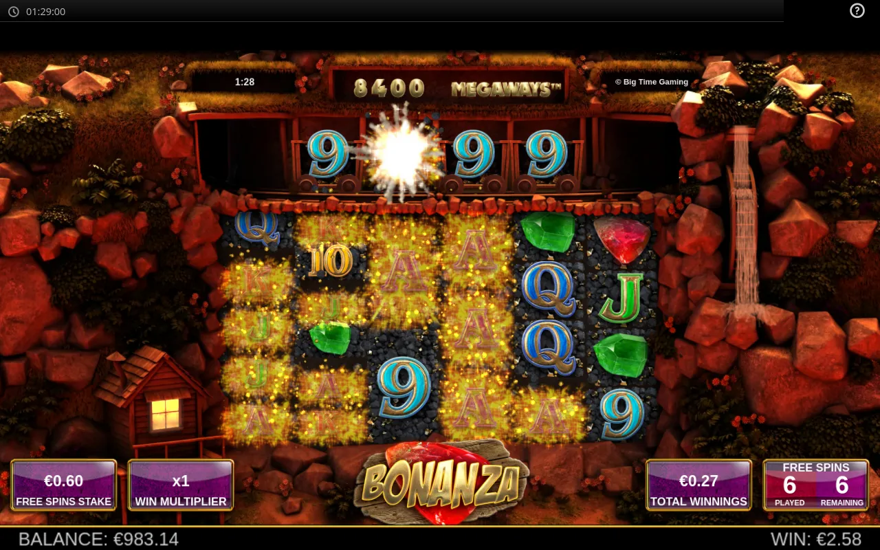 Free Spins board on 8,400 Megaways with the multiplier at x1