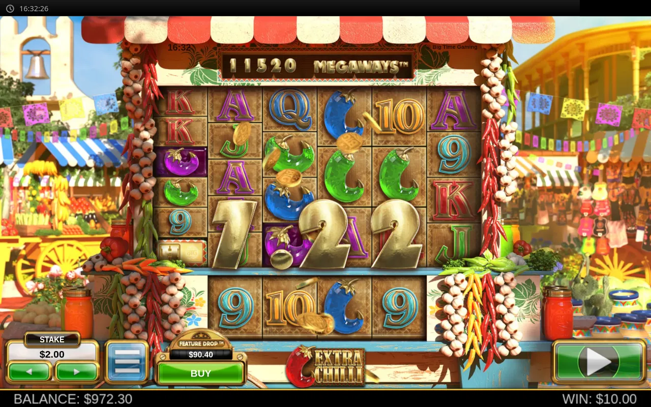 A 10.00 win with the Megaways counter at 11,520 mid-cascade