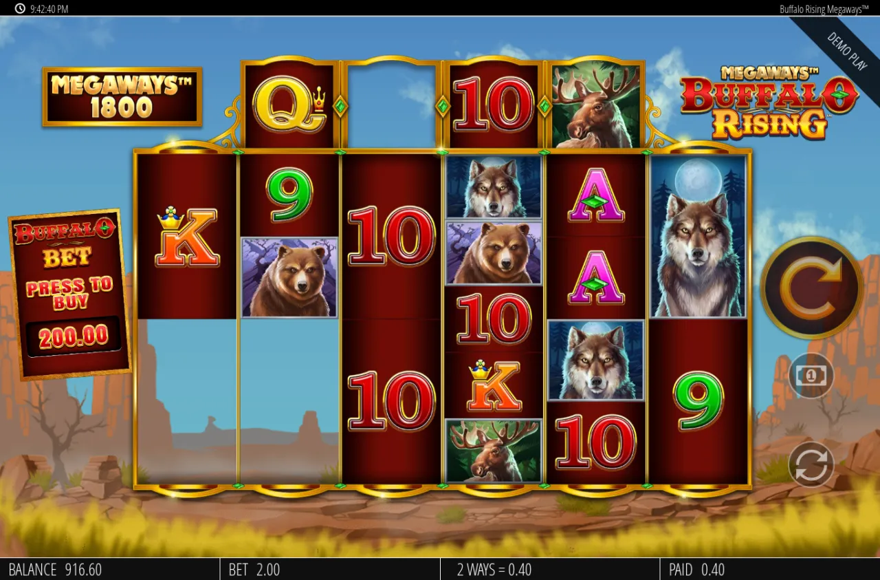 Small 0.40 base win on a two-way line of 10s symbols