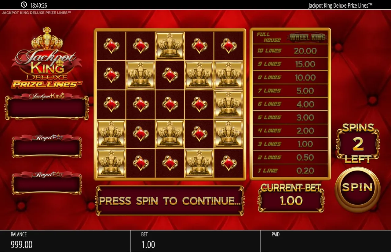 Jackpot King Deluxe Prize Lines slot