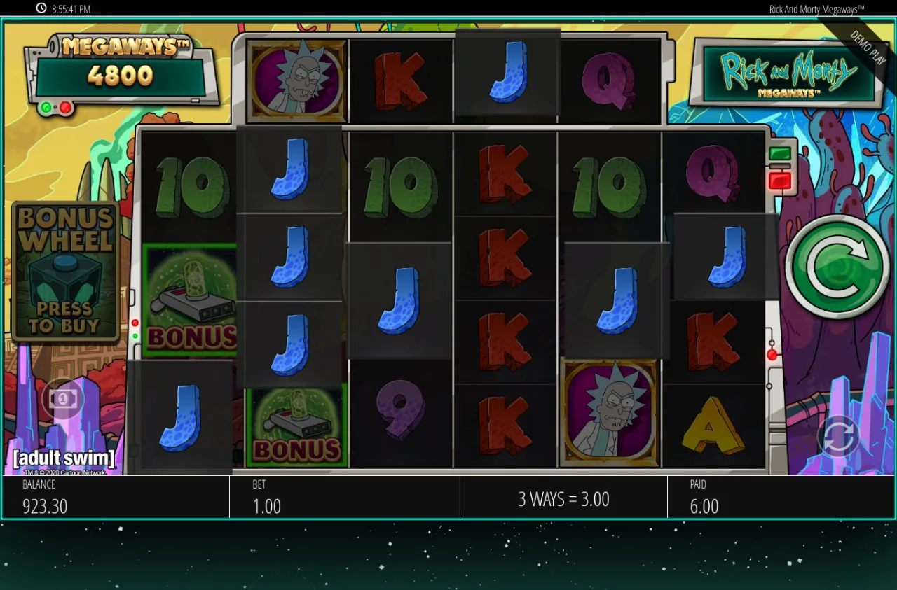 Two stacked BONUS scatters on reel one in a 6.00 chain that missed the trigger