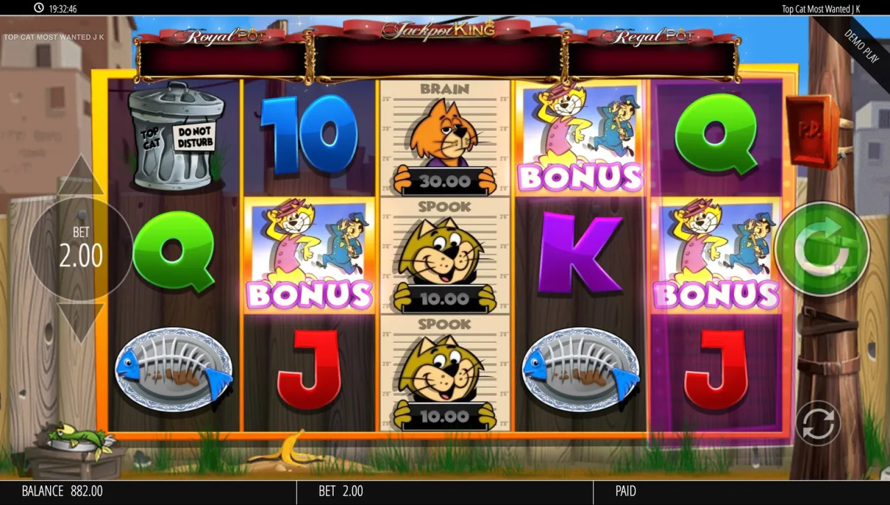 Three Bonus symbols trigger the feature at an 882.00 balance
