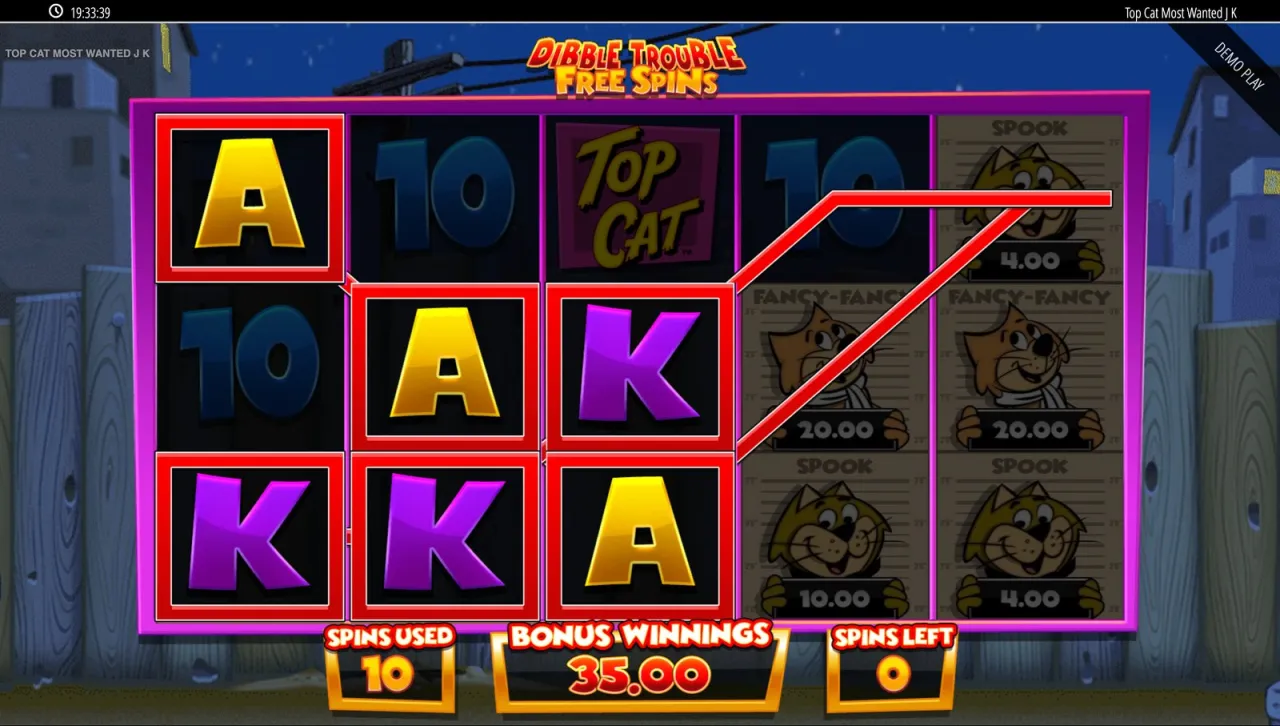 Round over at ten spins used, closing on 35.00