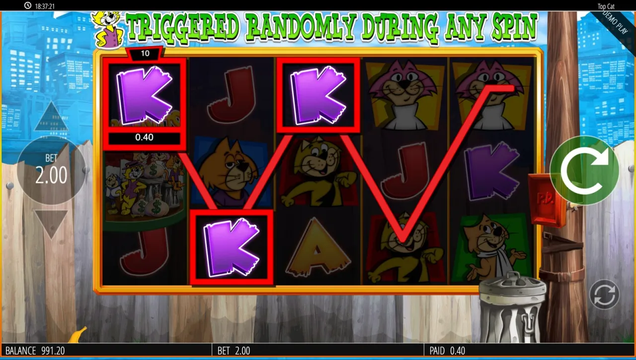 A 0.40 line win with a Money Bags symbol stranded on reel one