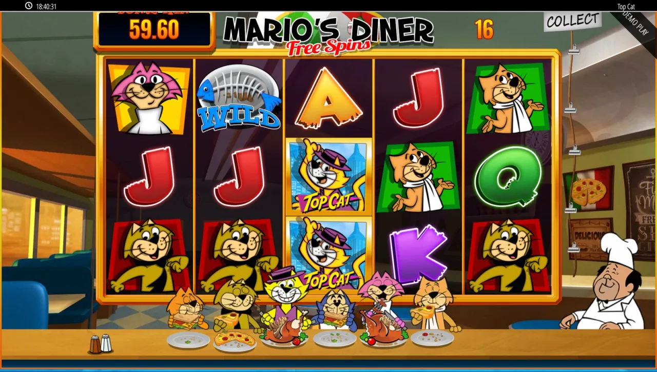 The sixteenth and last free spin, counter closing at 59.60