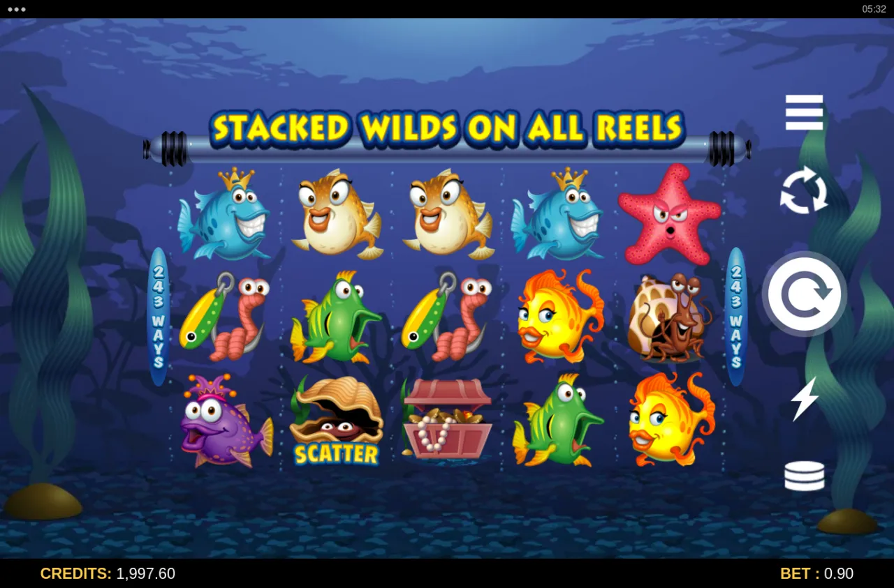 STACKED WILDS ON ALL REELS banner across the top of the reels