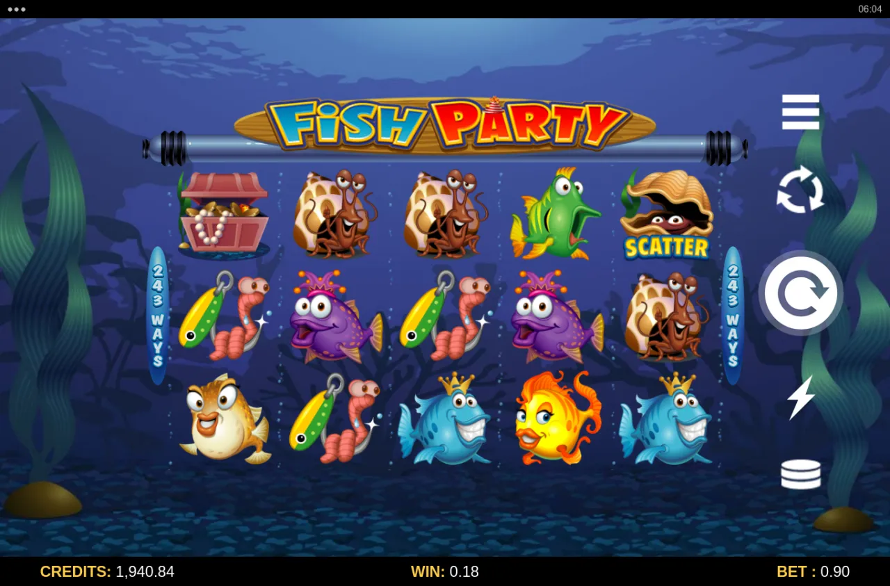 A row of purple pufferfish paying a small win across the middle