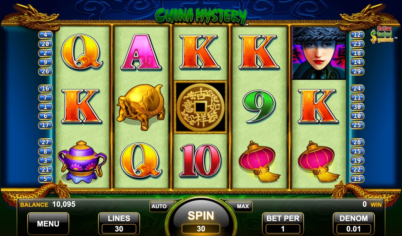 Early in the session at 10,095, betting 30 credits