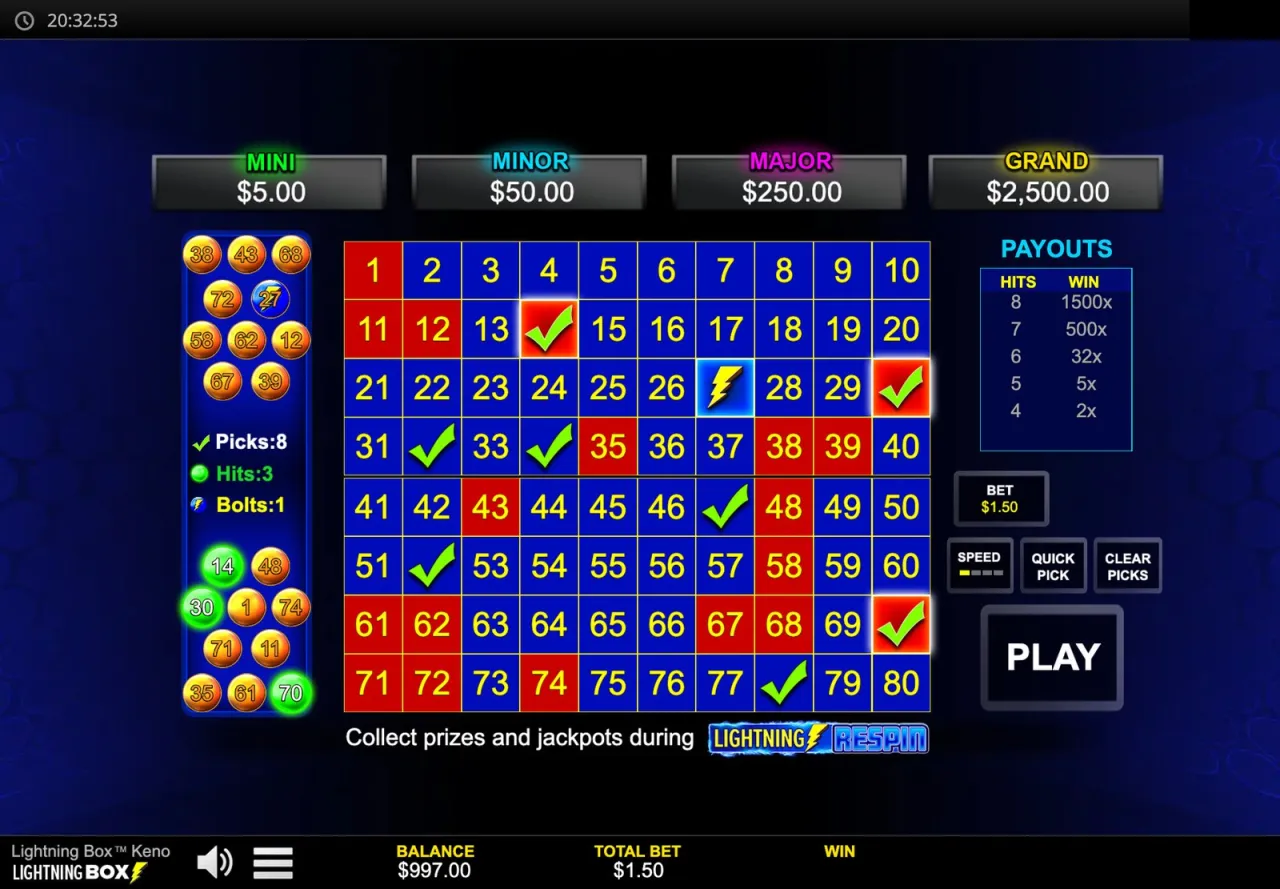 Lightning Box Keno slot