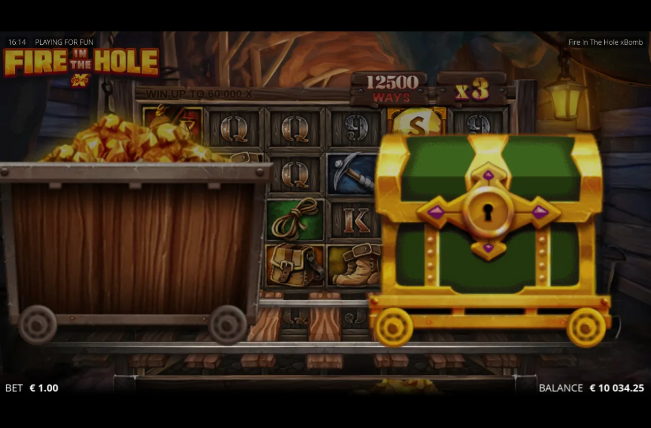 A gold cart and green chest rolling in at 12,500 ways
