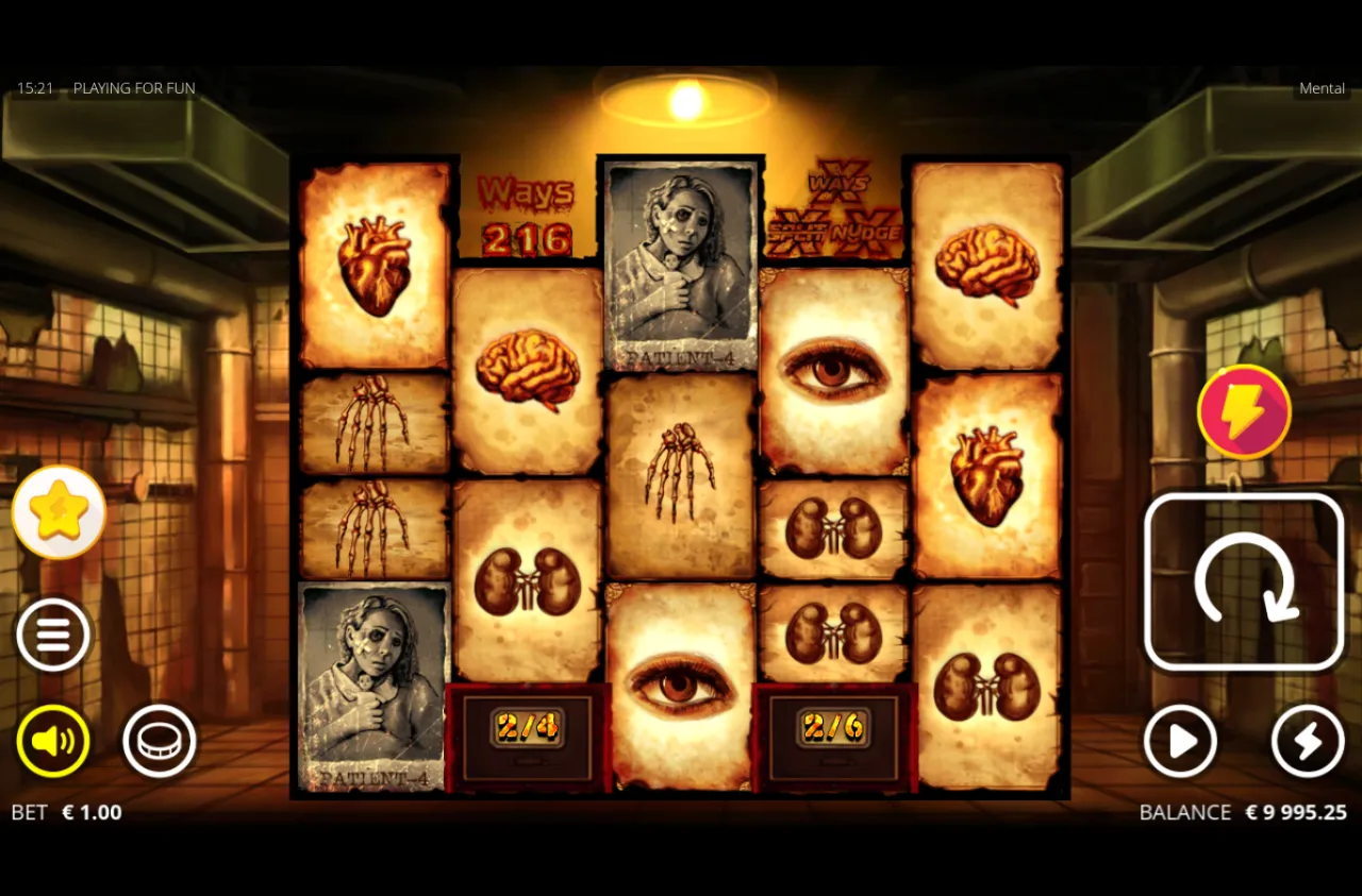 Mental base grid, Ways counter at 216, parchment anatomical cards on the asylum reels