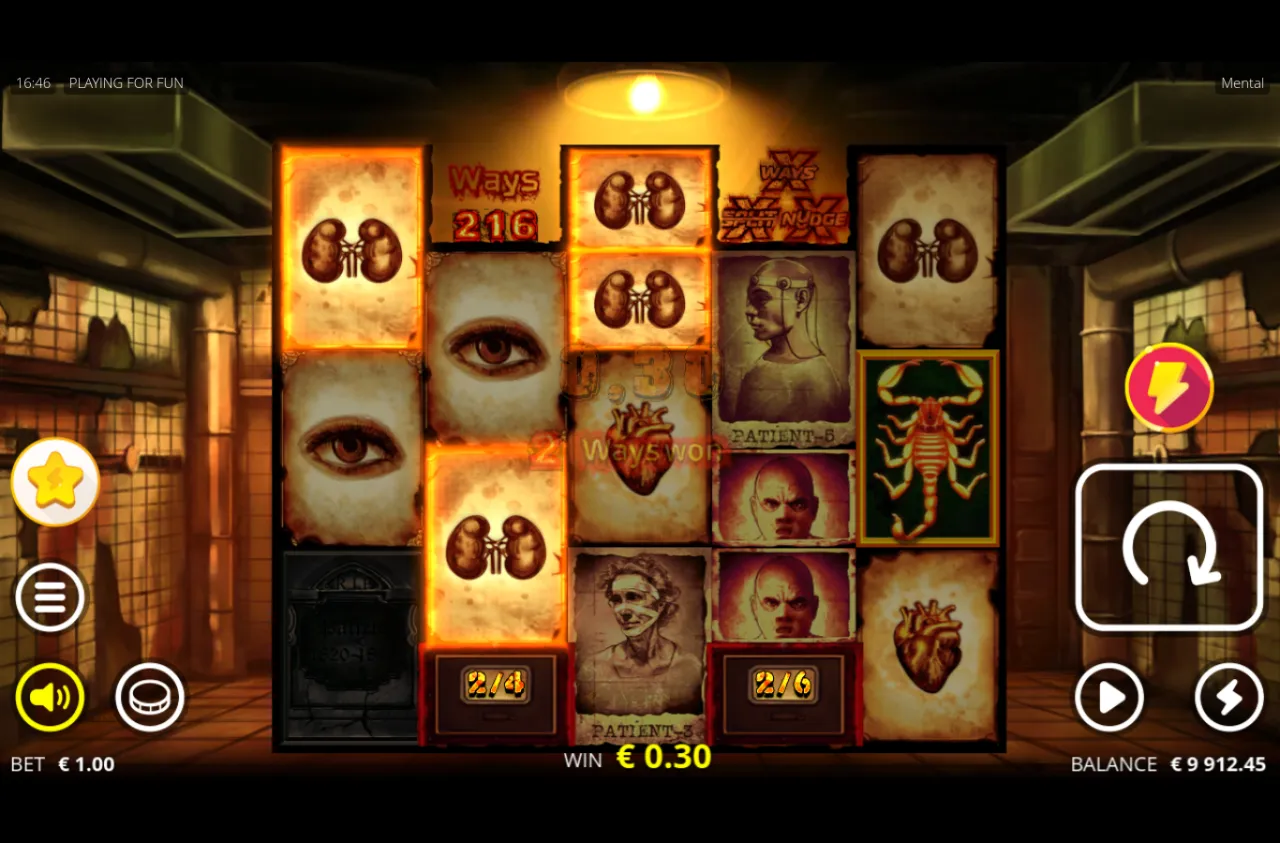 Scorpion bonus column on reel one glowing during a 0.30 pay