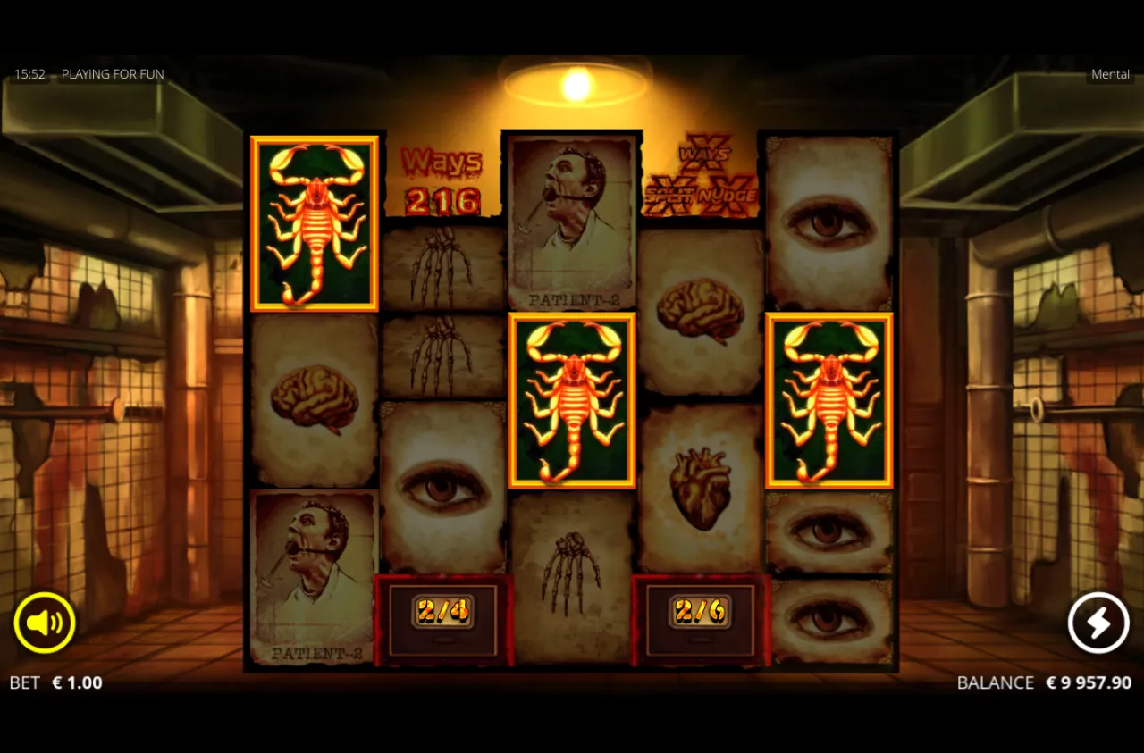 Scorpion symbols lit gold across reel one and the middle reels
