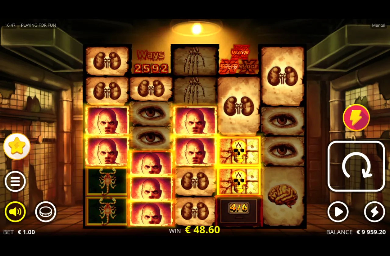 Top hit of the run, 48.60 on a 2,592-ways xWays expansion with Spirit Nudge wilds