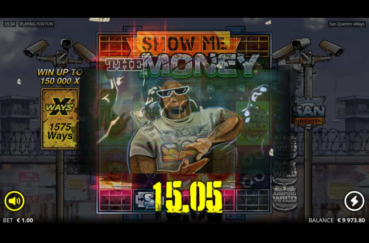 Sunglasses prisoner symbol expanded across the reels on 1,575 xWays