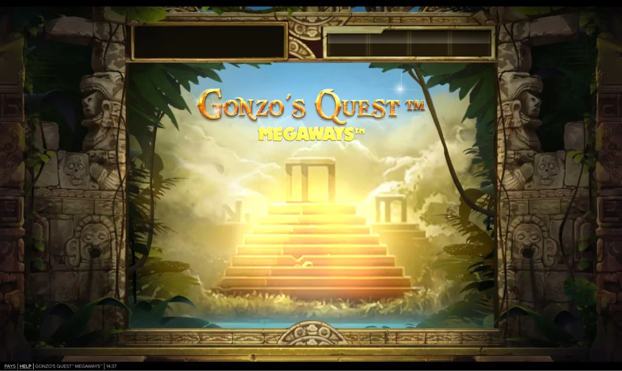 Gonzo's Quest Megaways title screen with the temple arch and Megaways logo