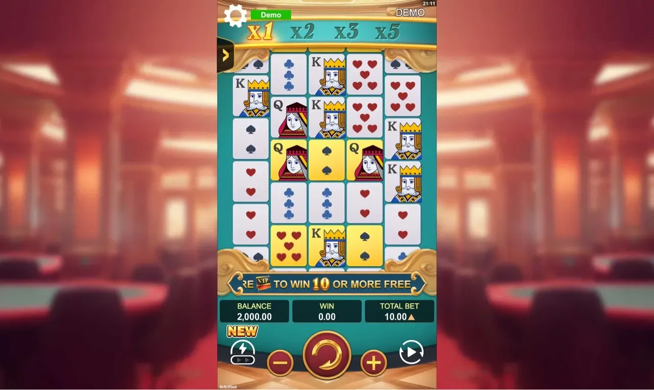 Royal Ace base grid with Ace, King, Queen and pip cards across the 4-5-5-5-4 layout