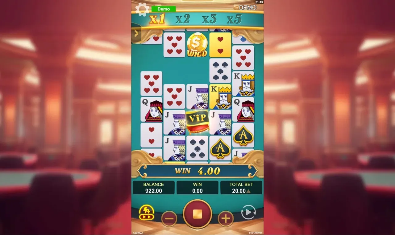 Gold coin WILD and VIP scatter card visible on the reels