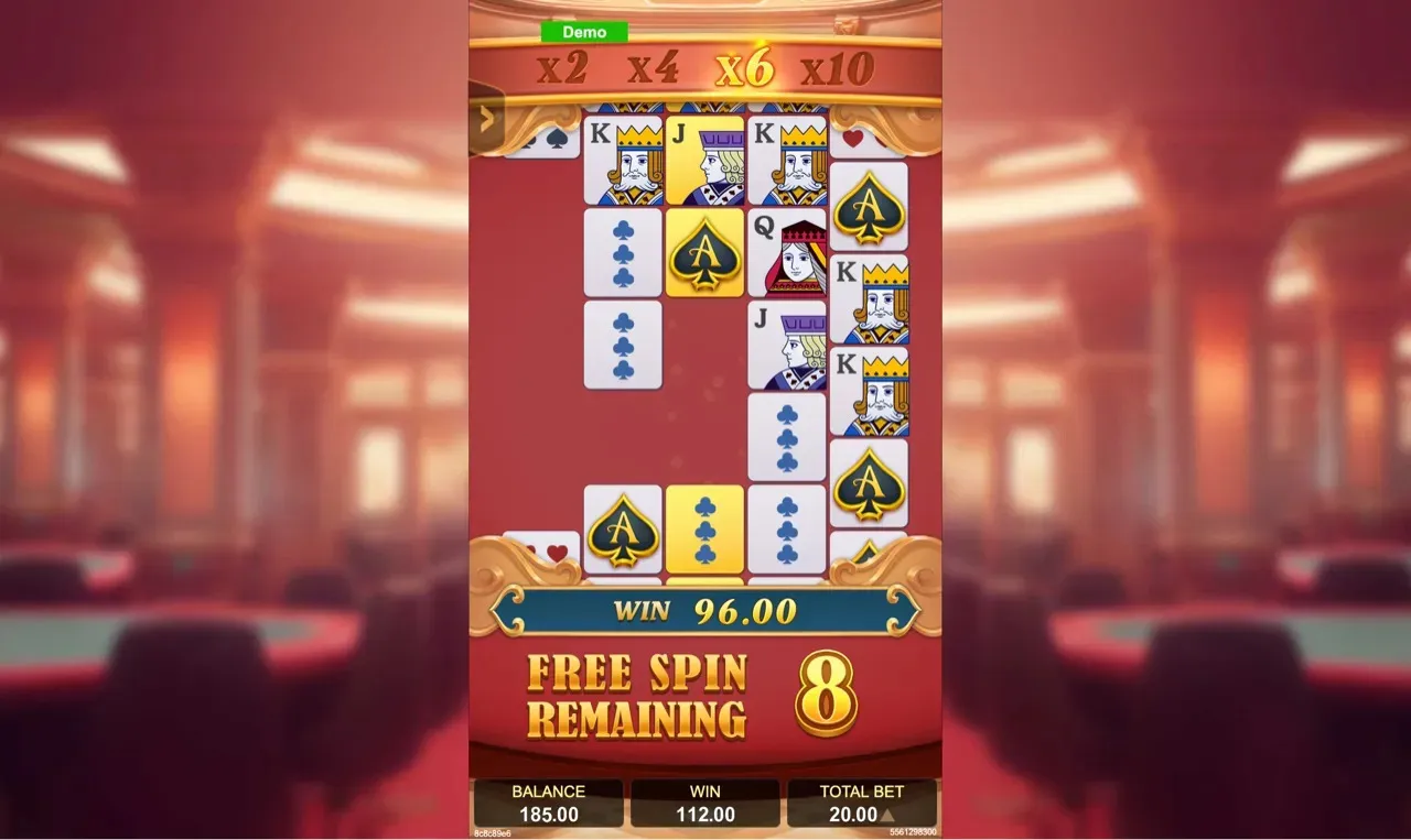 Free spin at x6 multiplier, 96 credits won