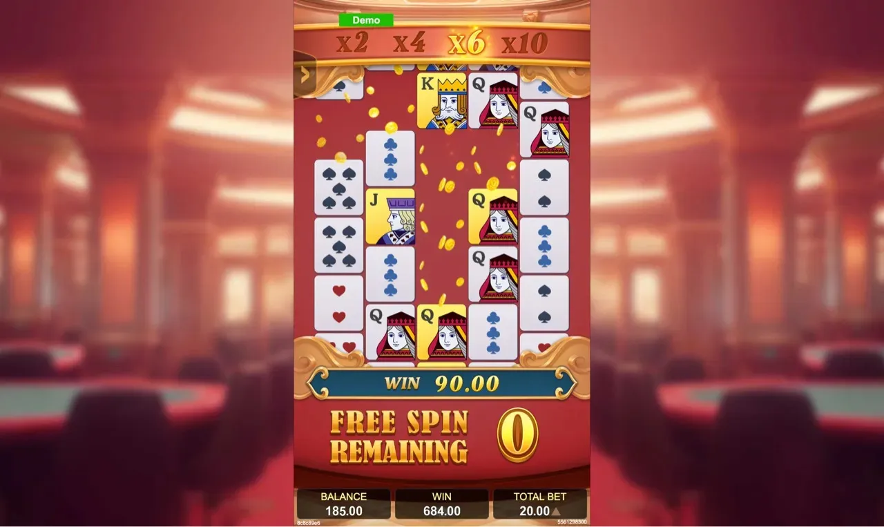 Final free spin paying 90 credits in coin shower